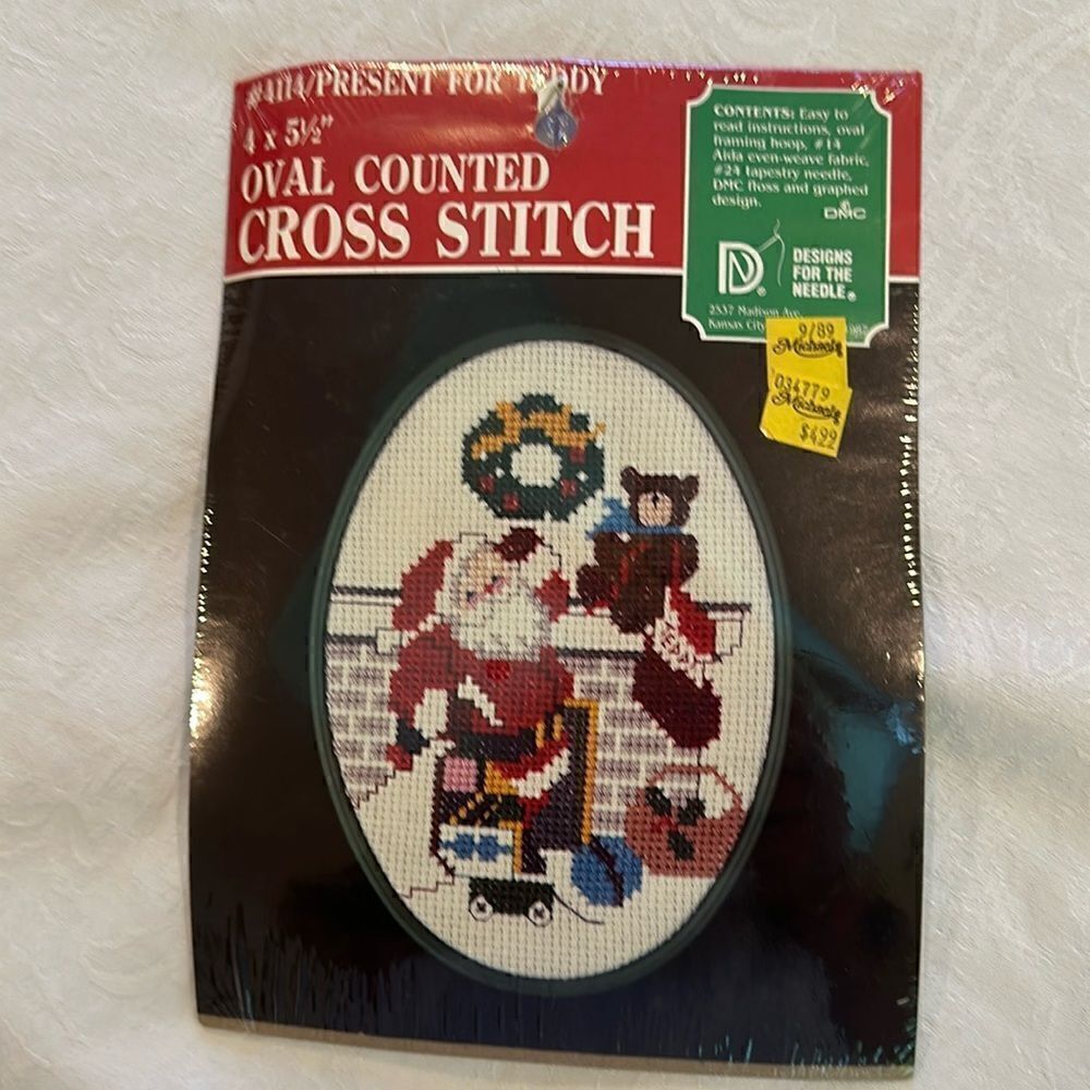 Counted Cross Stitch Kit Christmas Picture Santa Vintage Craft DIY